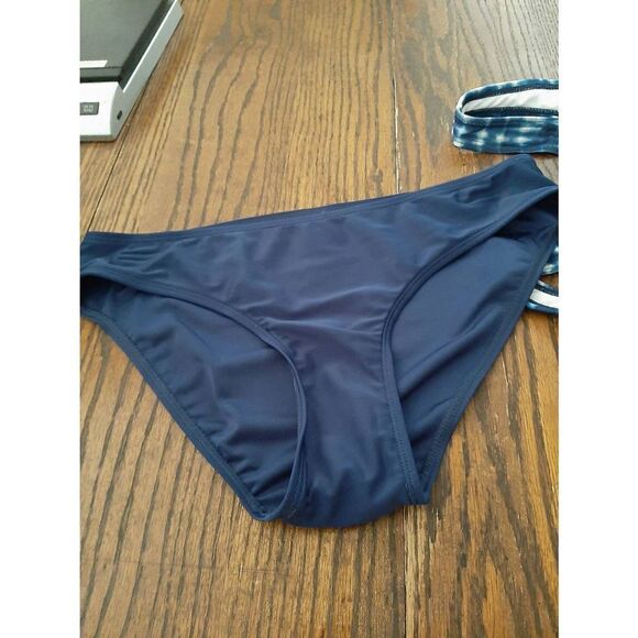 New Medium Bobbie Brooks 2pc Blue White Tankini Bikini Swimsuit Bathing Suit NWT - Picture 5 of 7